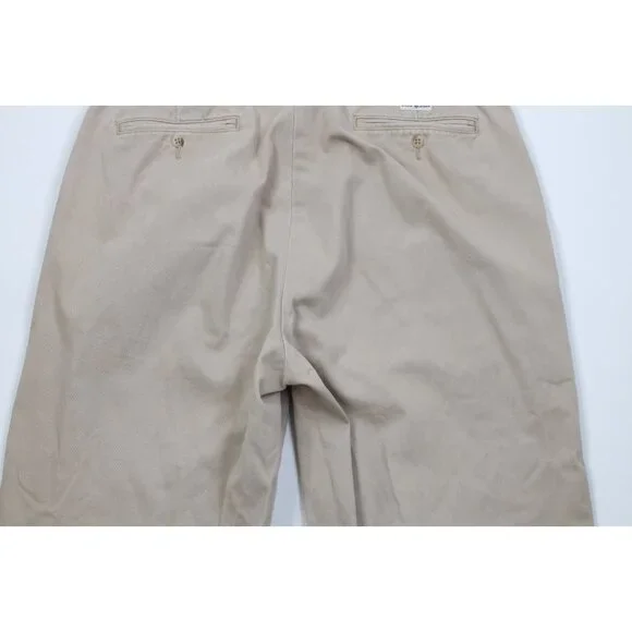 Vintage 90s Ralph Lauren Mens 34x32 Faded Wide Leg Chino Pants Beige Cotton